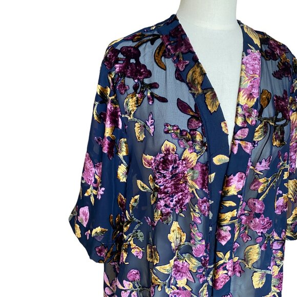 Catherines In-Vogue Velvet Burnout Kimono Festival Whimsigoth Dark Fairy-0X/1X - Picture 3 of 16